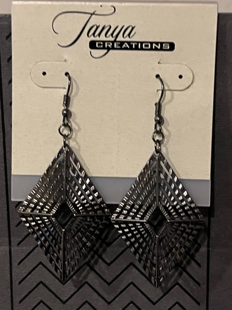 Black Geometric Dangle Earrings